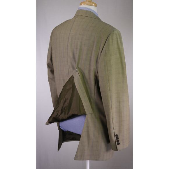 Faconnable by Cantarelli Gold Checkered Wool Sportcoat Blazer 44R - Picture 7 of 10